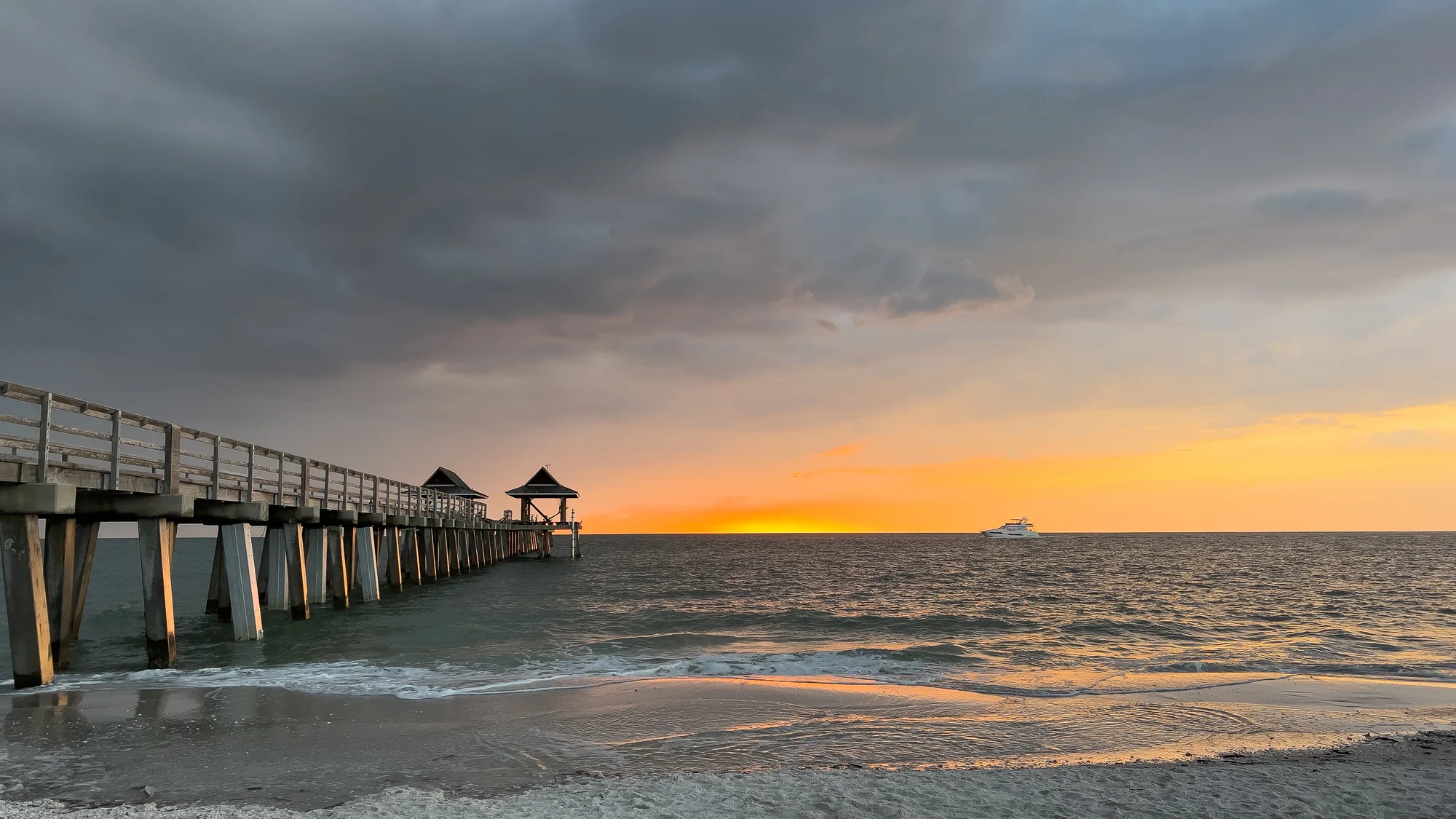 The Naples Pier at sunset on the Gulf of Mexico